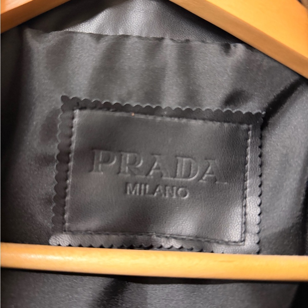 Prada Black Nappa Leather Collar Zip Jacket - Picture 9 of 11